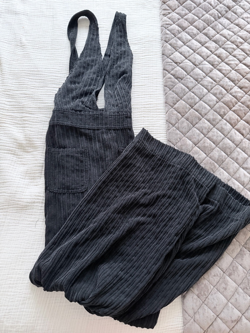 BDG Black Ribbed Overalls Jumpsuit